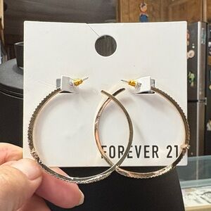 Forever 21 Gold Textured Hoop Earrings